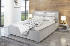 Łóżko tapicerowane 180x200 pojemnik stelaż LED USB