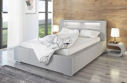 Łóżko tapicerowane 180x200 pojemnik stelaż LED USB