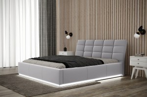 Łóżko tapicerowane 140x200 sypialniane PALERMO stelaż LED