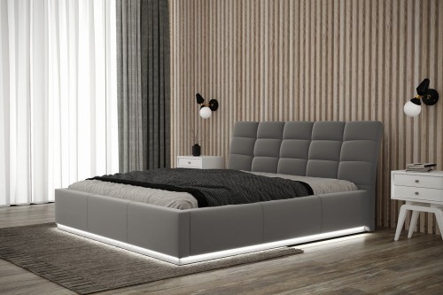 Łóżko tapicerowane 180x200 sypialniane PALERMO stelaż LED