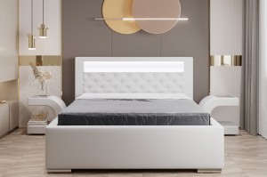 Łóżko tapicerowane TUNIS 140x200 LED pojemnik, stelaż