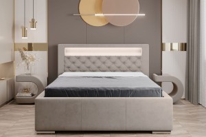  Łóżko tapicerowane TUNIS 200x200 LED pojemnik, stelaż