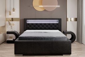  Łóżko tapicerowane TUNIS 160x200 LED pojemnik, stelaż